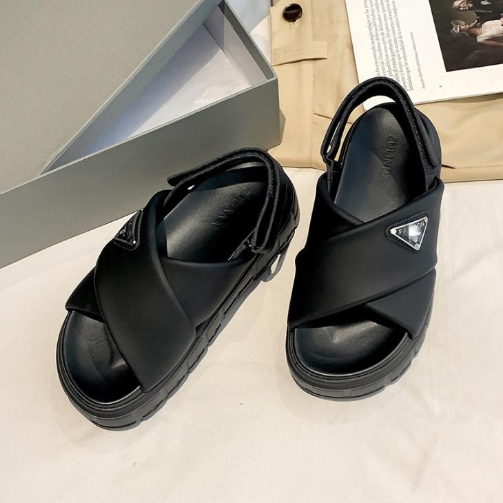 Mens  Sandals | Leather Crisscross Slides Mens Black