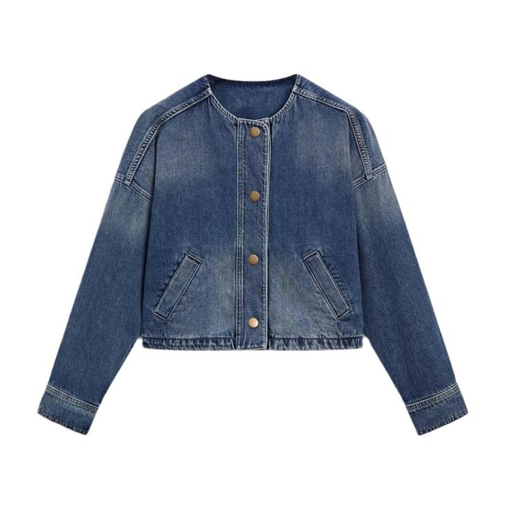 Womens  Denim | Denim Blouson Jacket Clothing Denim