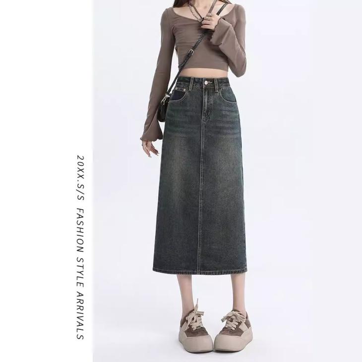 Womens  Denim | Denim Midi-Skirt Clothing Black