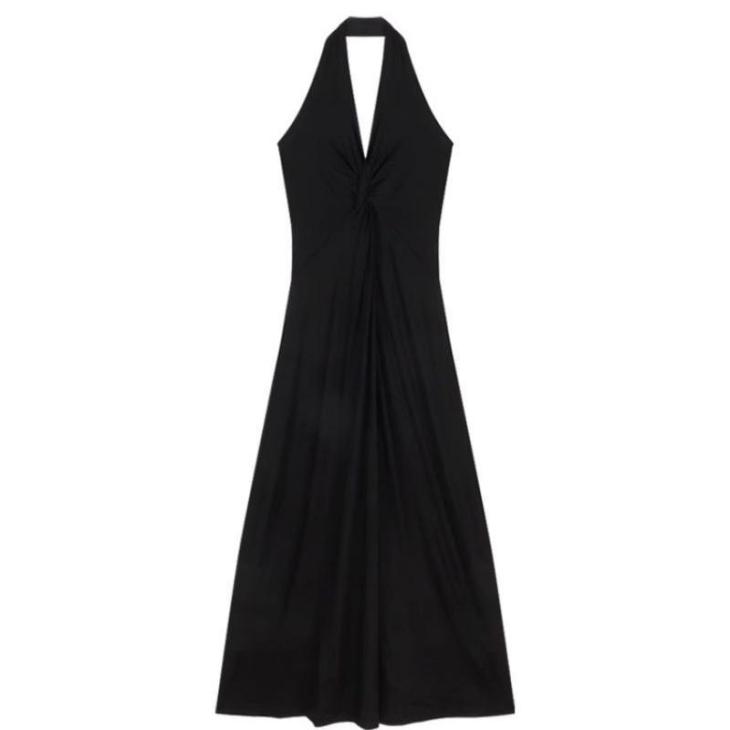 Womens  Dresses | Double Cashmere Halter Midi-Dress Clothing Black