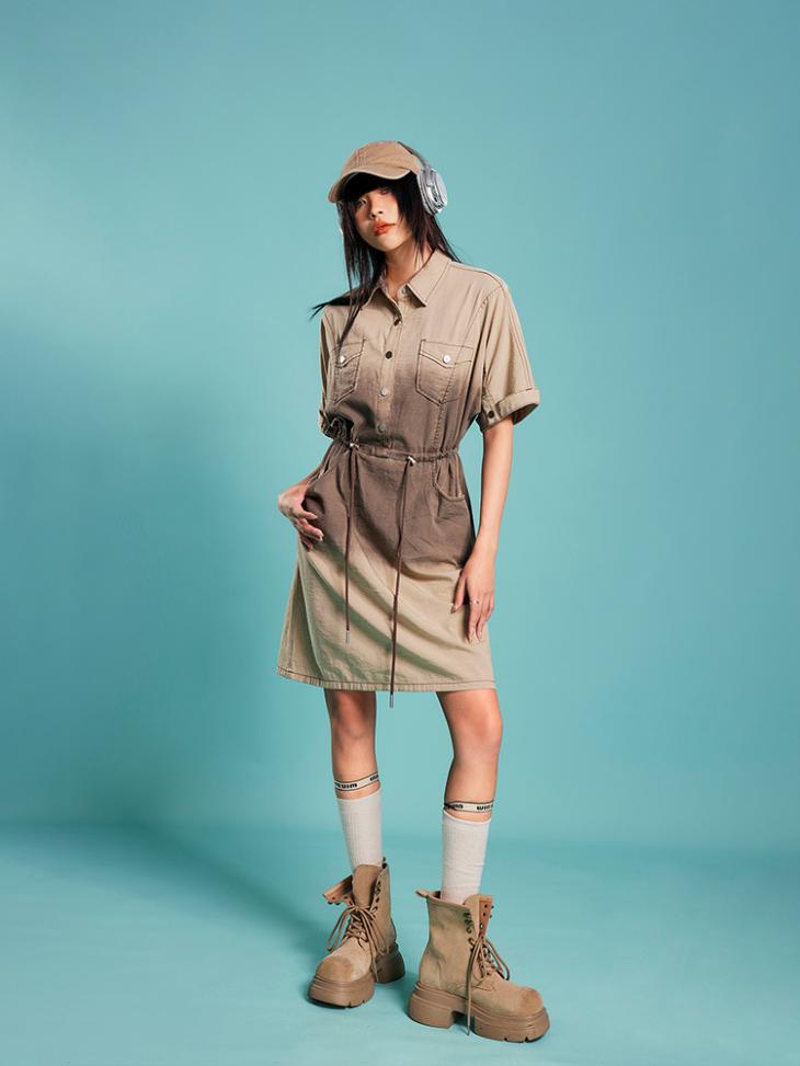 Womens  Dresses | Silk Twill Shirt Dress Clothing Camouflage Green