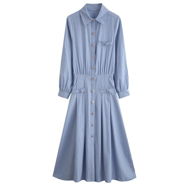 Womens  Dresses | Striped Chambray Dress Clothing Dresses