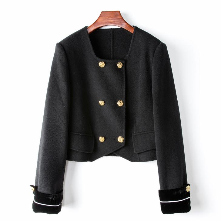 Womens  Jackets And Coats | Double-Breasted Twill Jacket Clothing Black