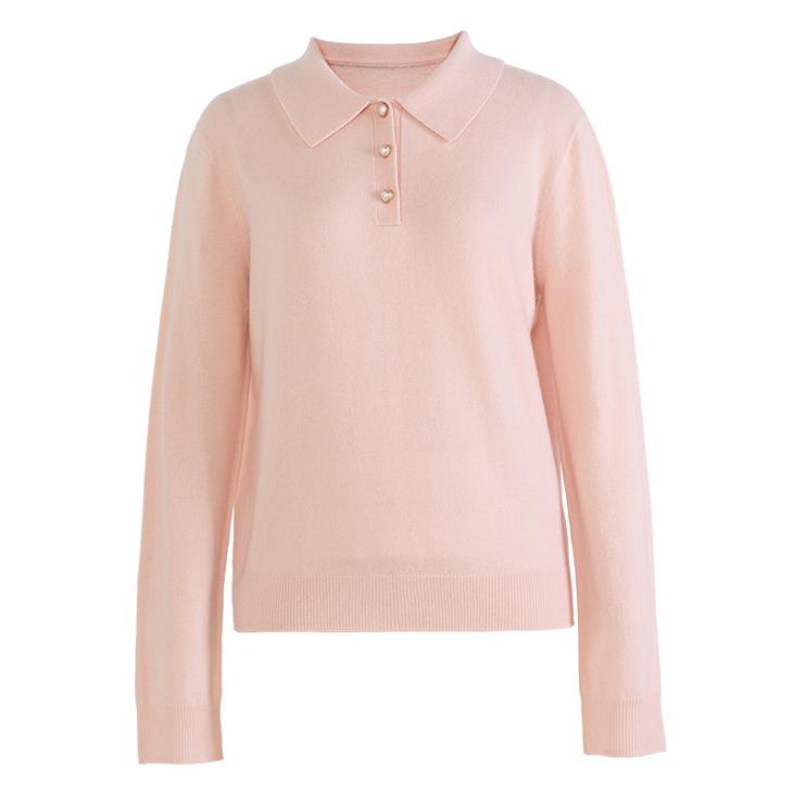 Womens  Knitwear | Cashmere Polo Shirt Clothing Alabaster Pink