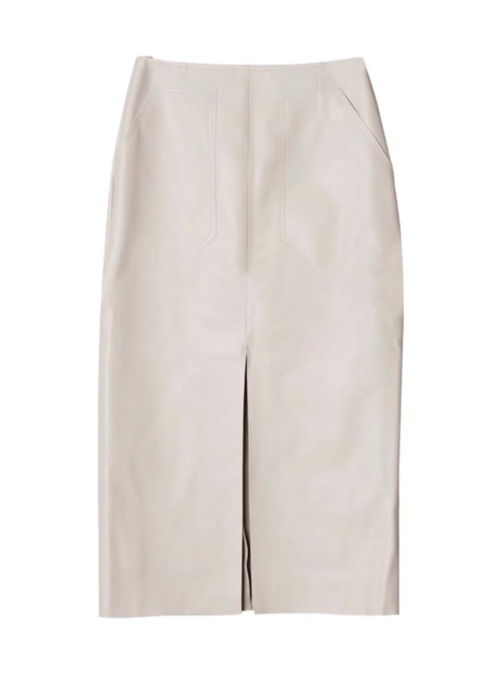 Womens  Leather Clothing | Nappa Leather Skirt Clothing Chalk White