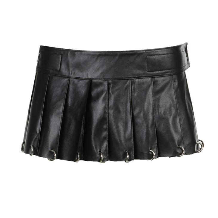 Womens  Leather Clothing | Pleated Leather Skirt Clothing Black