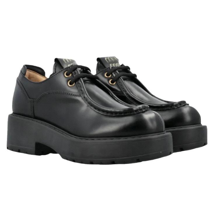 Womens  Loafers | Brushed Leather Lace-Up Shoes Lace-Ups Black