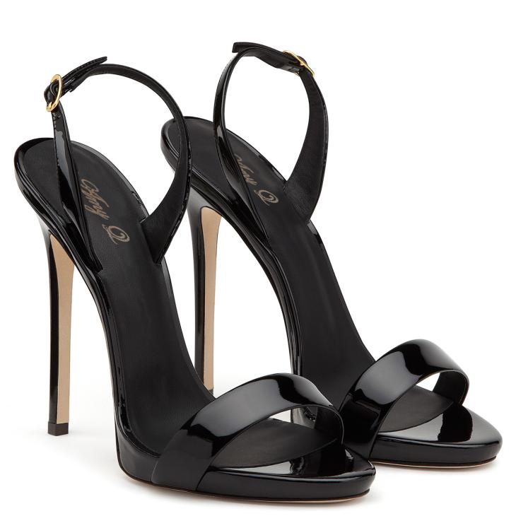 Womens  Sandals | Patent Leather High-Heeled Sandals Sandals Black