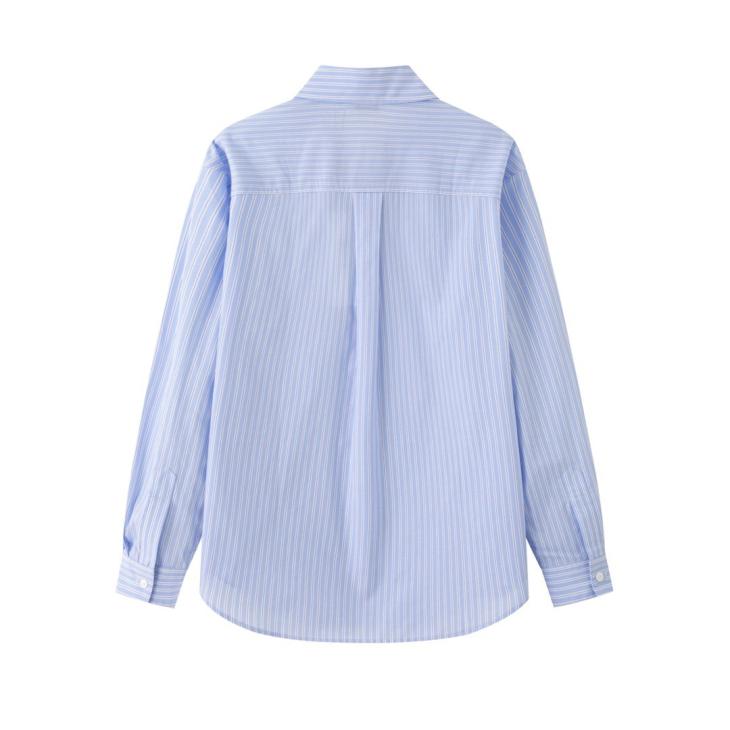 Womens  Shirts And Tops | Striped Poplin Shirt Clothing Sapphire Blue