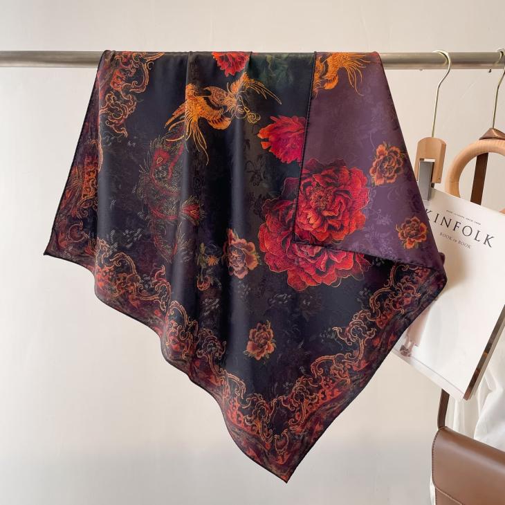 Womens  Silks And Scarves | Printed Silk Twill Scarf Accessories Black