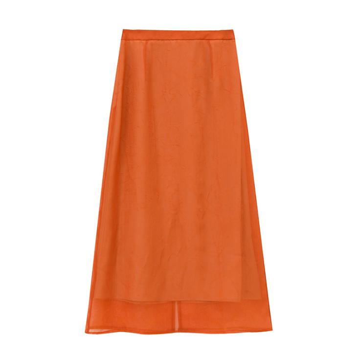 Womens  Skirts | Embroidered Organza Midi-Skirt Clothing Rust