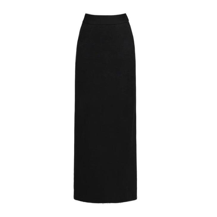 Womens  Skirts | Long Wool Satin Skirt Clothing Black