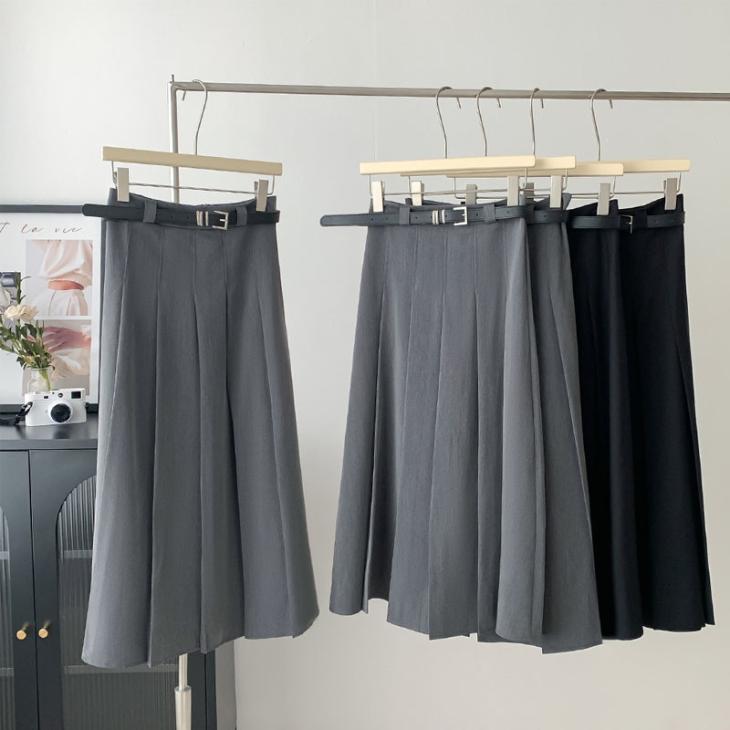 Womens  Skirts | Pleated Wool Skirt Clothing Granite Gray