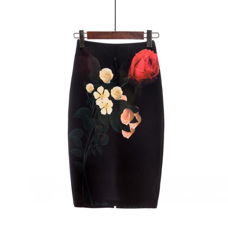 Womens  Skirts | Printed Twill Midi-Skirt Clothing Black