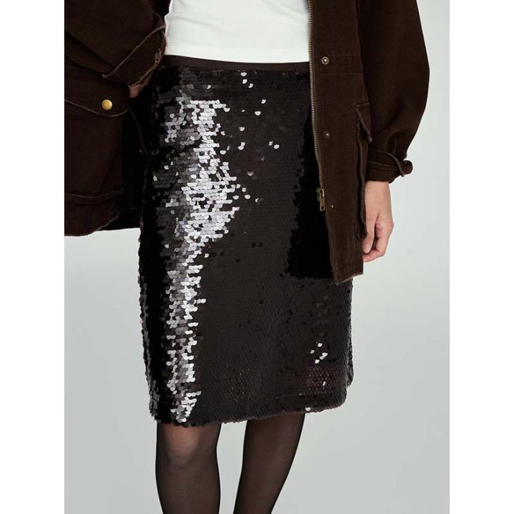 Womens  Skirts | Sequined Midi-Skirt Clothing Black