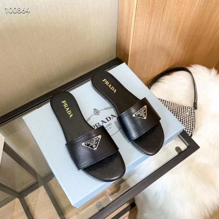 Womens  Slippers And Mules | Leather Slides Shoes Black