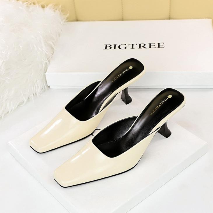 Womens  Slippers And Mules | Patent Leather Mule Shoes Black