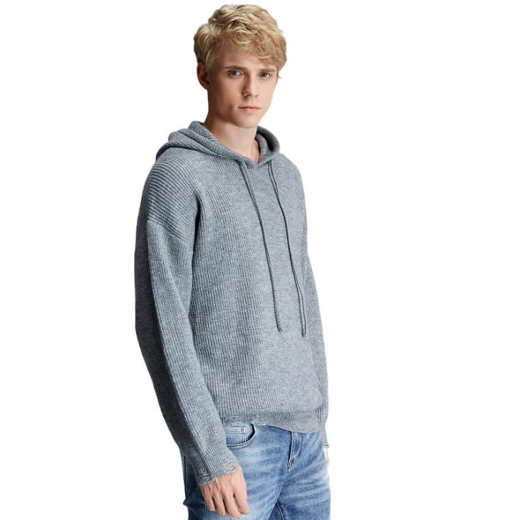 Mens  Knitwear | Cashmere Knit Hoodie Clothing Grey